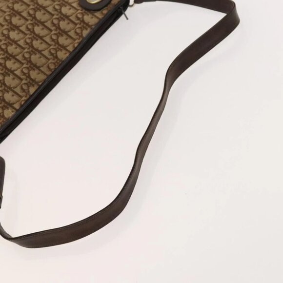 Christian Dior Trotter Canvas Shoulder Bag Brown Gold Auth 124990 - Picture 9 of 14